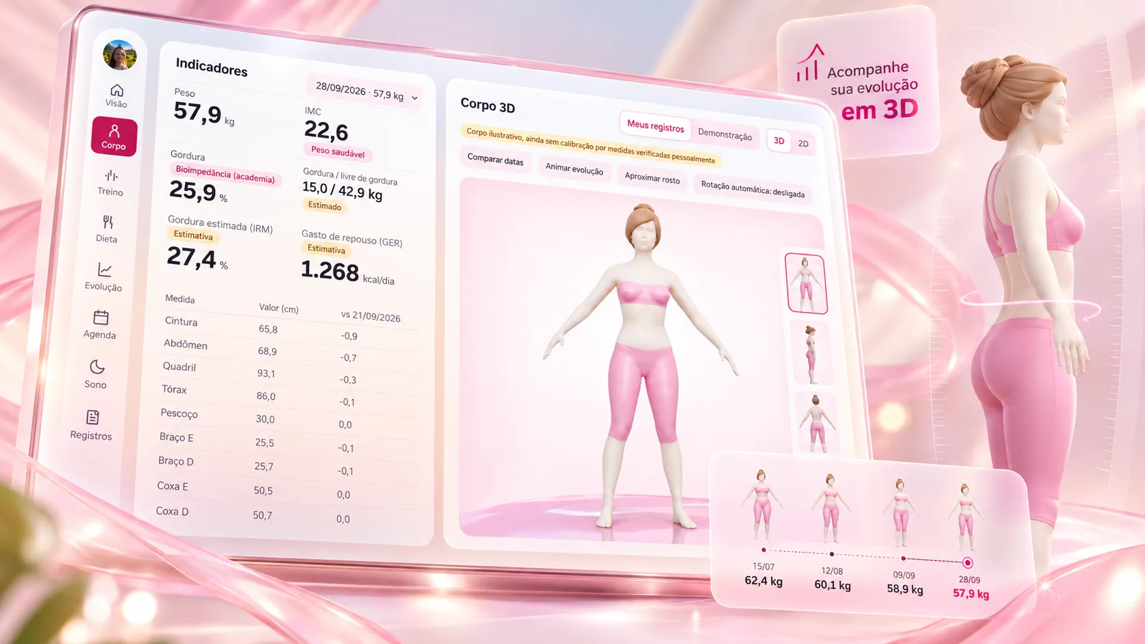 Composição da cena Corpo do Fitnesz com figura corporal ilustrativa